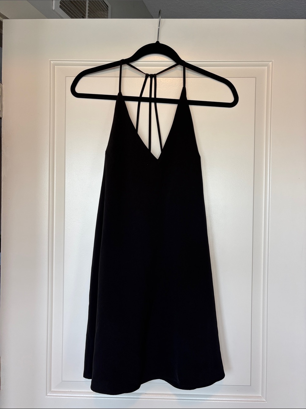 Tobi Black Mini Slip Dress with Strappy Back